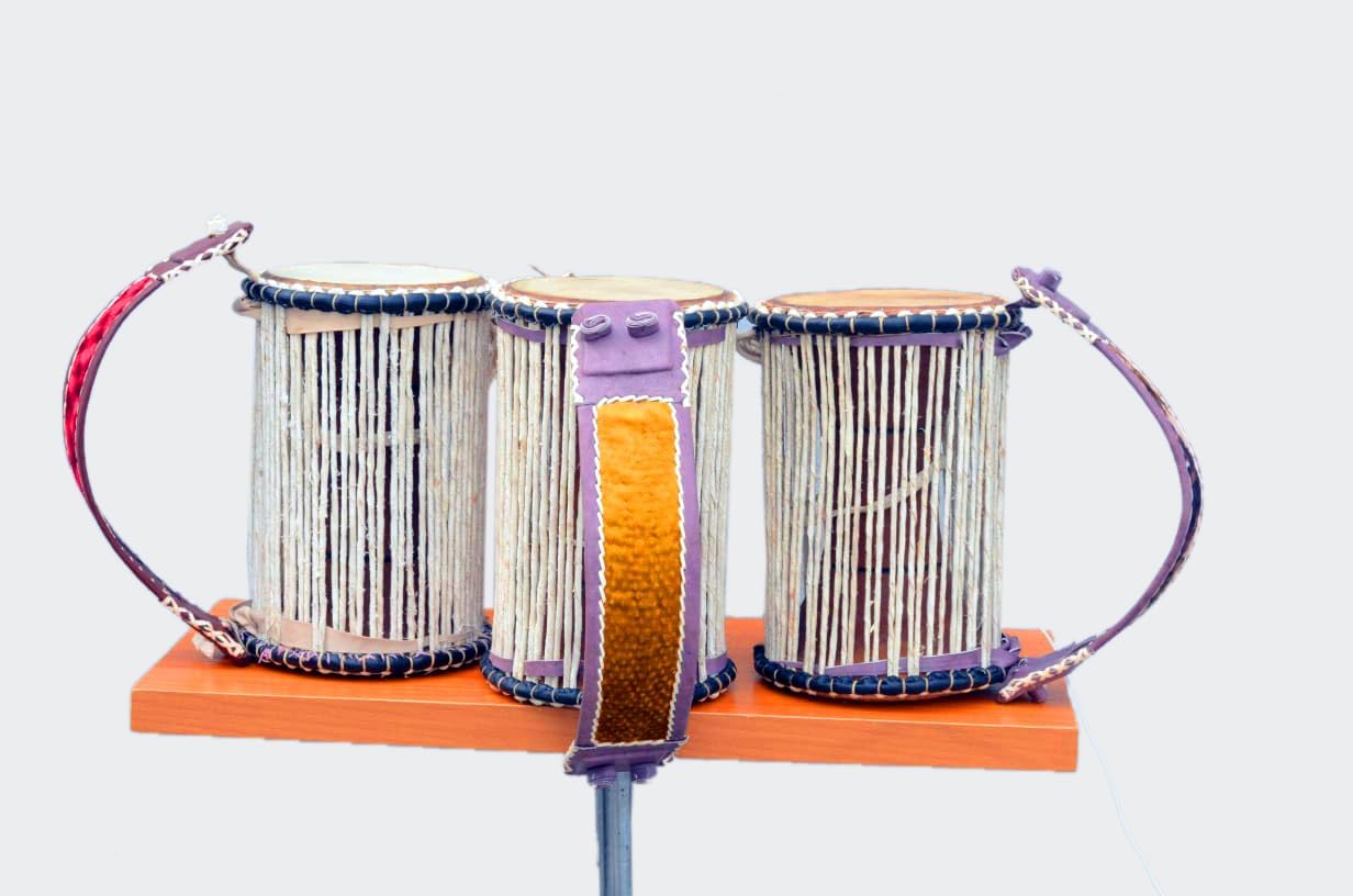 Original African Talking Drum from Nigeria with Wooden Beater - Ilu Gan Gan