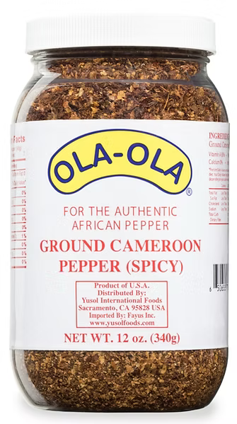 Ola-Ola ground Cameroon pepper smoky, fiery spice for bold and authentic African dishes
