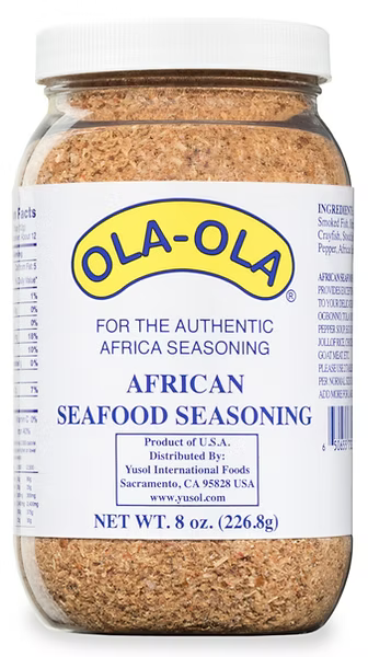 Ola-Ola African seafood seasoning rich, flavorful blend for tasty and aromatic seafood dishes