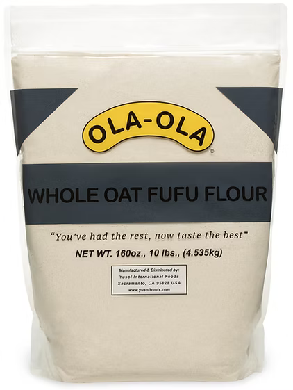 Ola-Ola whole oat fufu flour smooth, fiber-rich swallow option for healthy traditional meals
