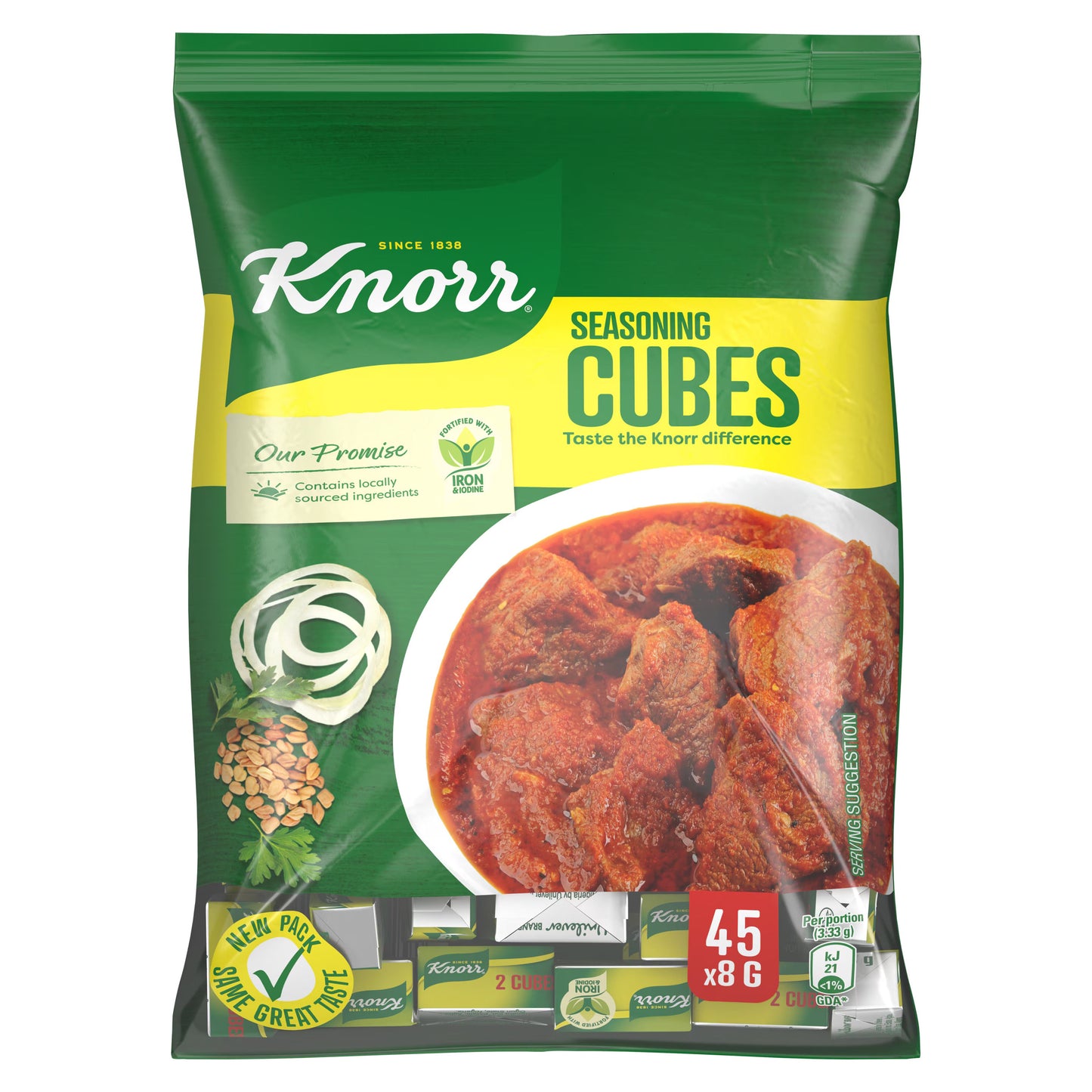 Knorr Seasoning Cubes Beef Flavor Rich & Savory Taste for Cooking – Pack of 45*8g