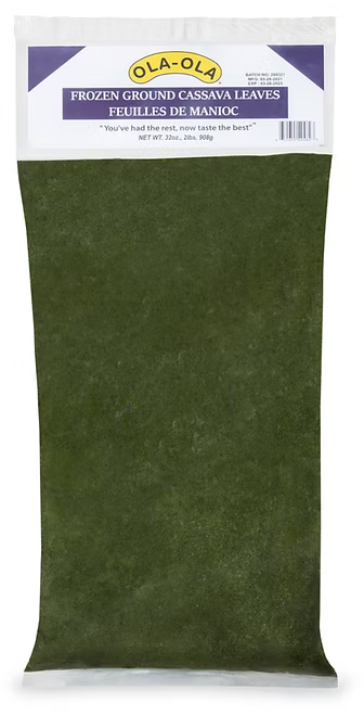 Ola-Ola frozen cassava leaves fresh, nutrient-rich leaves for authentic African soups