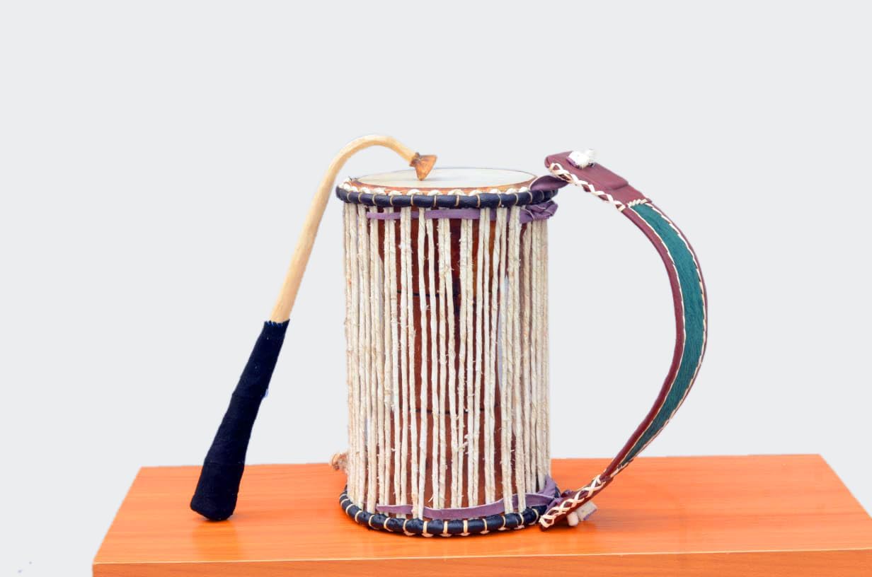 Original African Talking Drum from Nigeria with Wooden Beater - Ilu Gan Gan