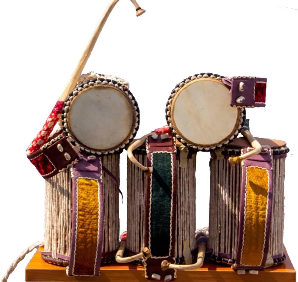 Original African Talking Drum from Nigeria with Wooden Beater - Ilu Gan Gan