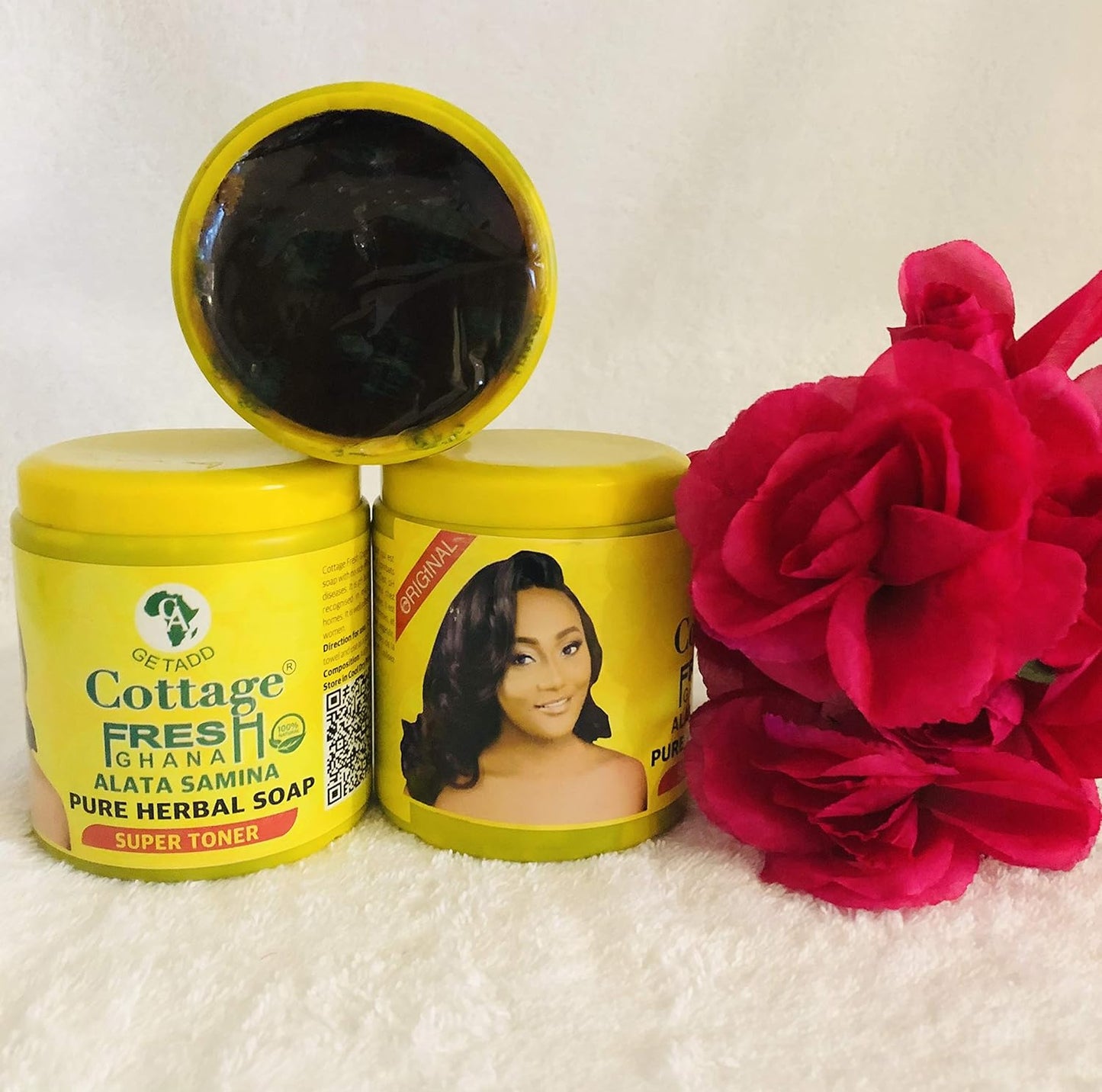 GETADD | Cottage Fresh Ghana | Alata Samina Pure Organic Herbal Soap | African Black Soap | Handmade | Imported from Ghana 19.4oz | 550grams (Super Toner, Yellow Top)