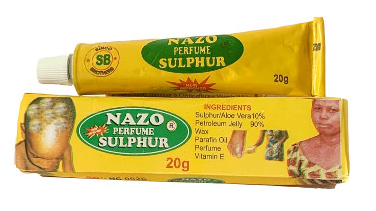Nazo Perfume Sulphur – Skin‑Care Sulfur Balm with Vitamin E for Eczema, Pimples & Dandruff          Sources